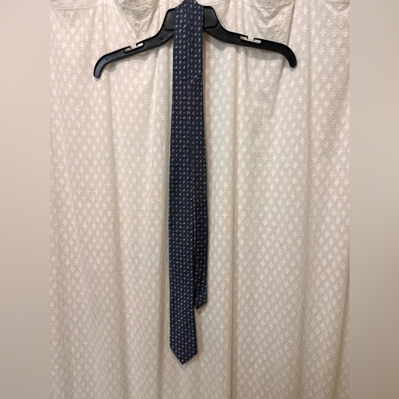 Navy Silk Tie with Small Paisley Pattern‎ 62"L - Picture 3 of 6